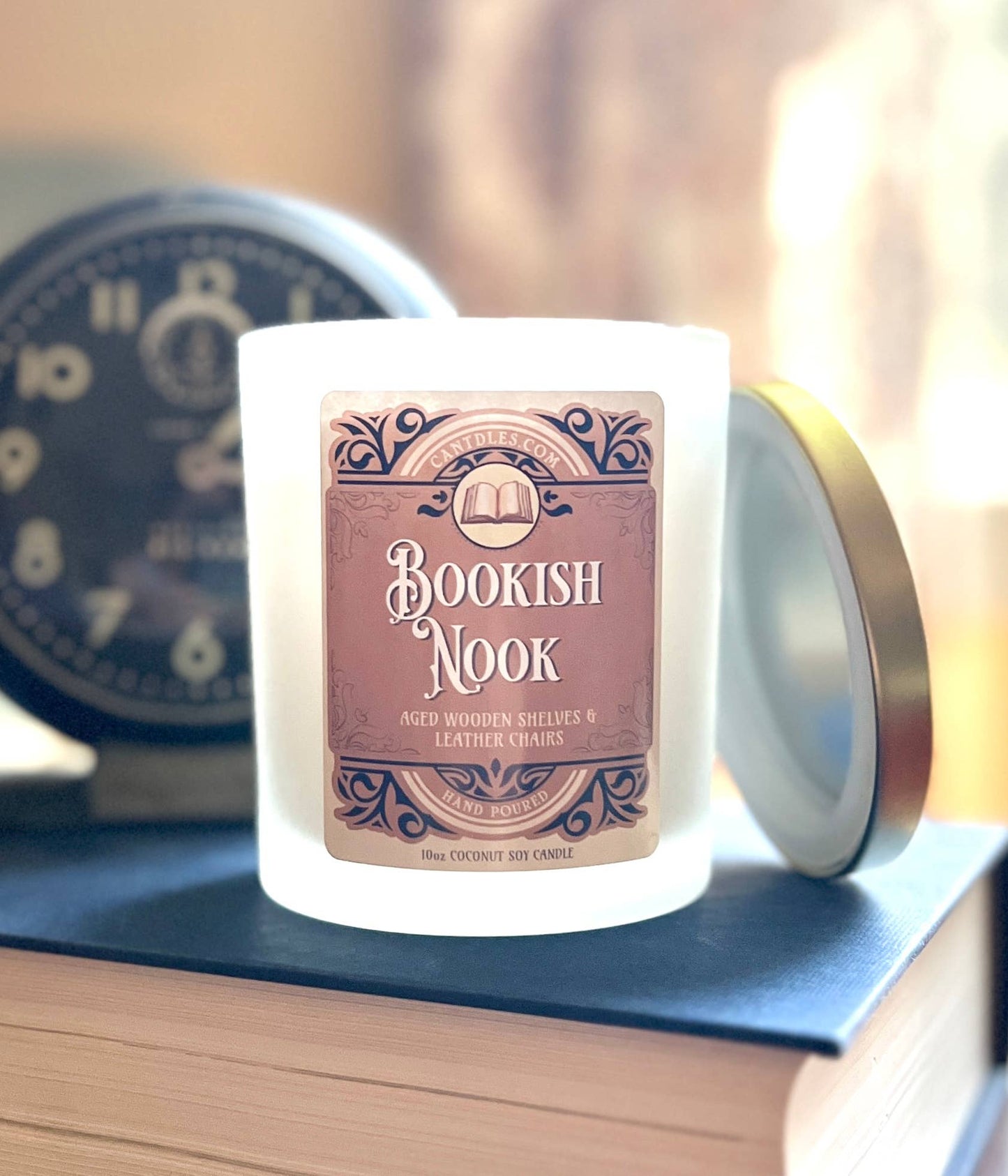 Can'tdles - Bookish Nook Candle: Aged Study Scent, 10oz net wt.