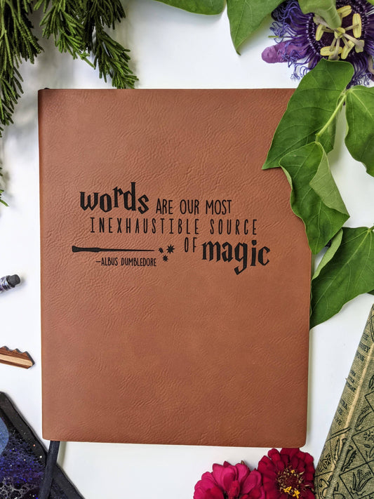 North To South Designs - Words - Witchcraft & Wizards - Vegan Leather Journal