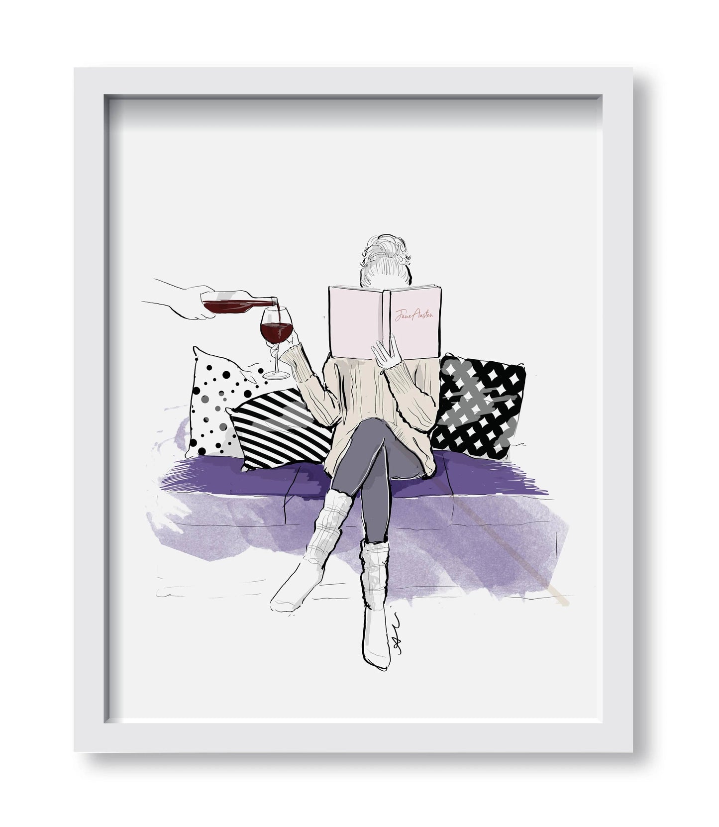 Alison Gordon Studio - Books And Wine Art Print