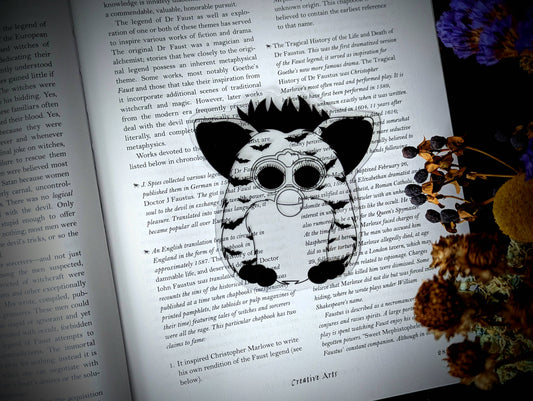 Little Black Bats - Clear Bookmark - Black Bat Furby 90s Nostalgia Halloween