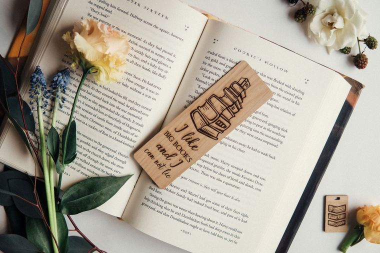 I Like Big Books and I Cannot Lie Wooden Bookmark