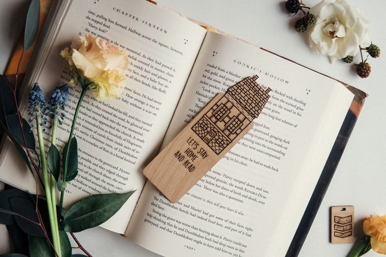 Let's Stay Home and Read Wooden Bookmark