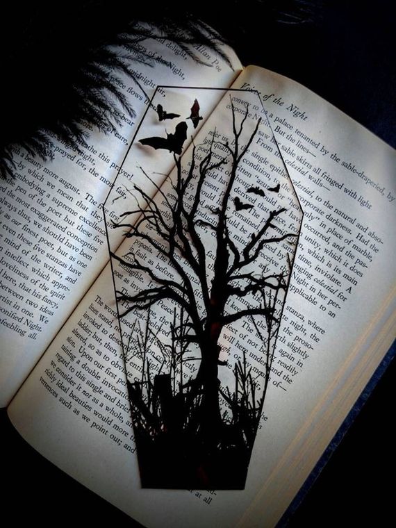 Clear Bookmark - Dead Tree Bats Coffin Goth Gothic Horror