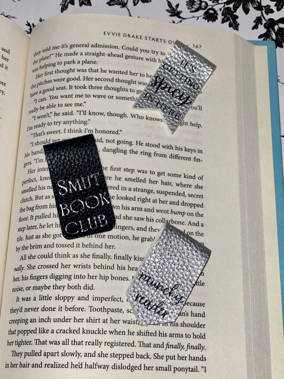 Spicy Faux Leather Bookmarks | Smut Book Club | It's Getting Spicy in Here | Raunchy Reader | Set of 2 Magnetic Bookmarks